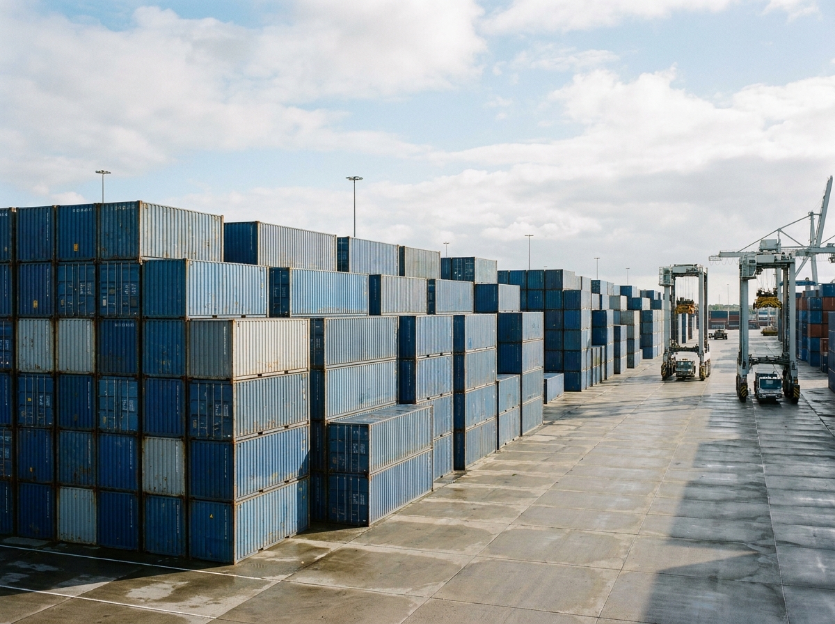 Shipping containers at a depot
